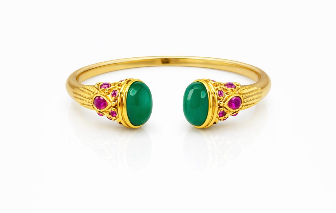 Bracelet Zinnia pierres naturelles Onyx verte