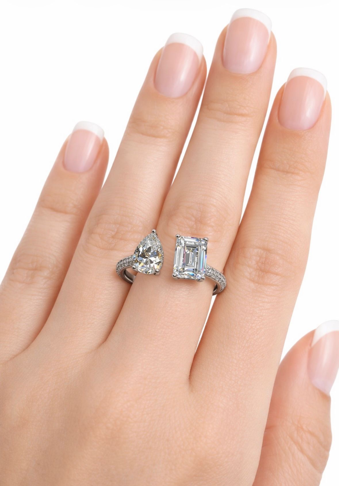 HORTENSIA DOUBLE SOLITAIRE SQUARE/PEAR RING