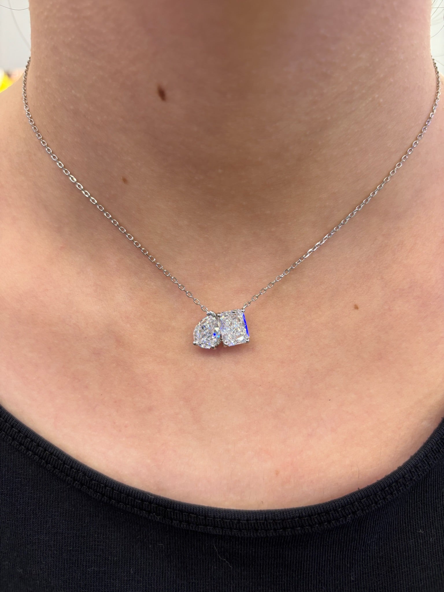 Collier Toi et moi Poire Carrée
