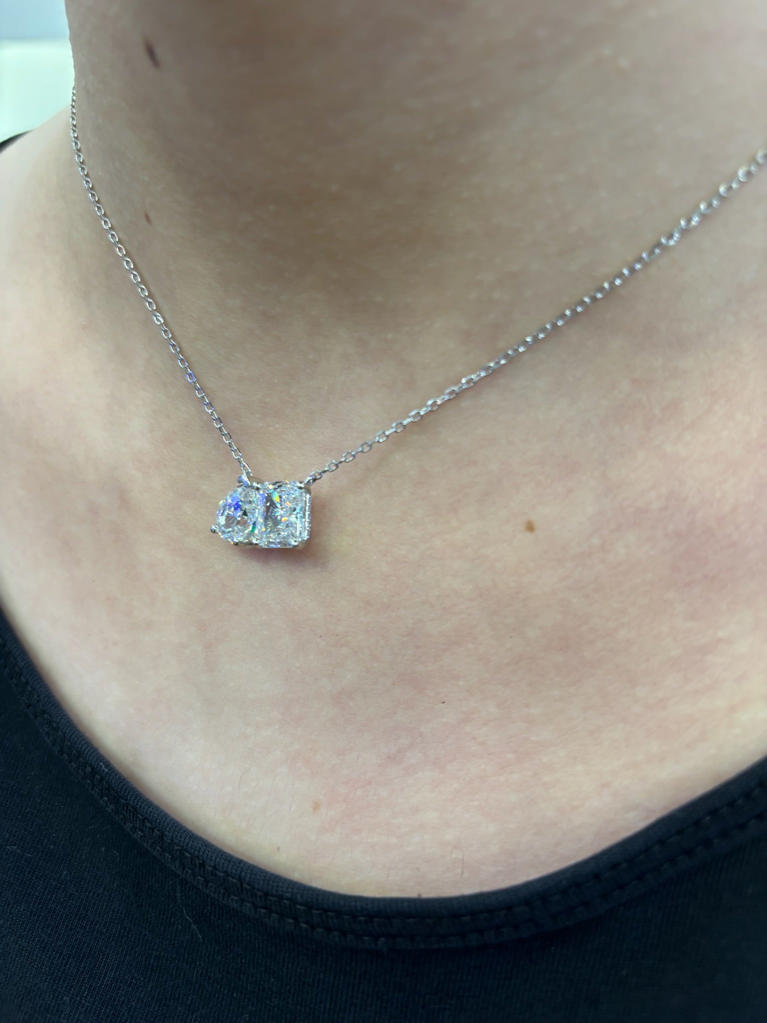 Collier Toi et moi Poire Carrée