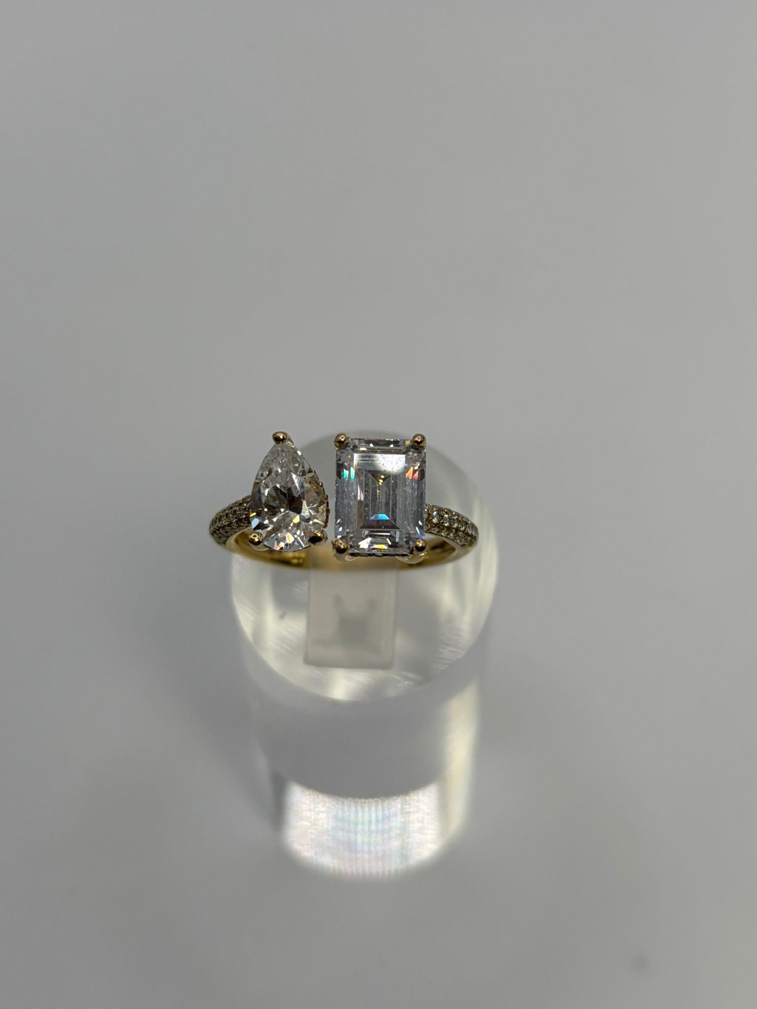 Bague Hortensia double solitaire carré/poire