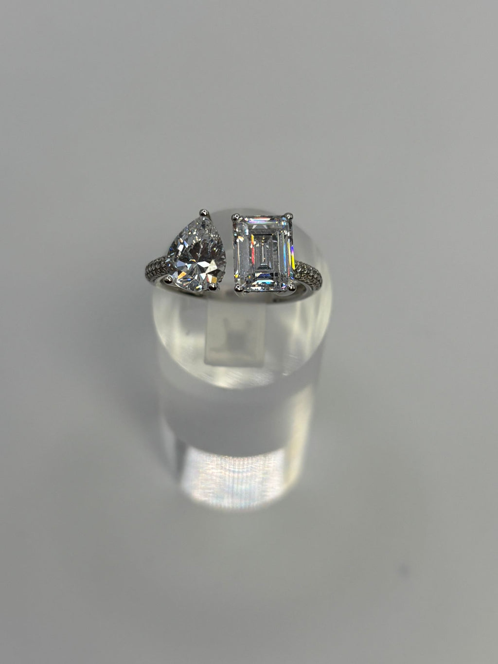 Bague Hortensia double solitaire carré/poire