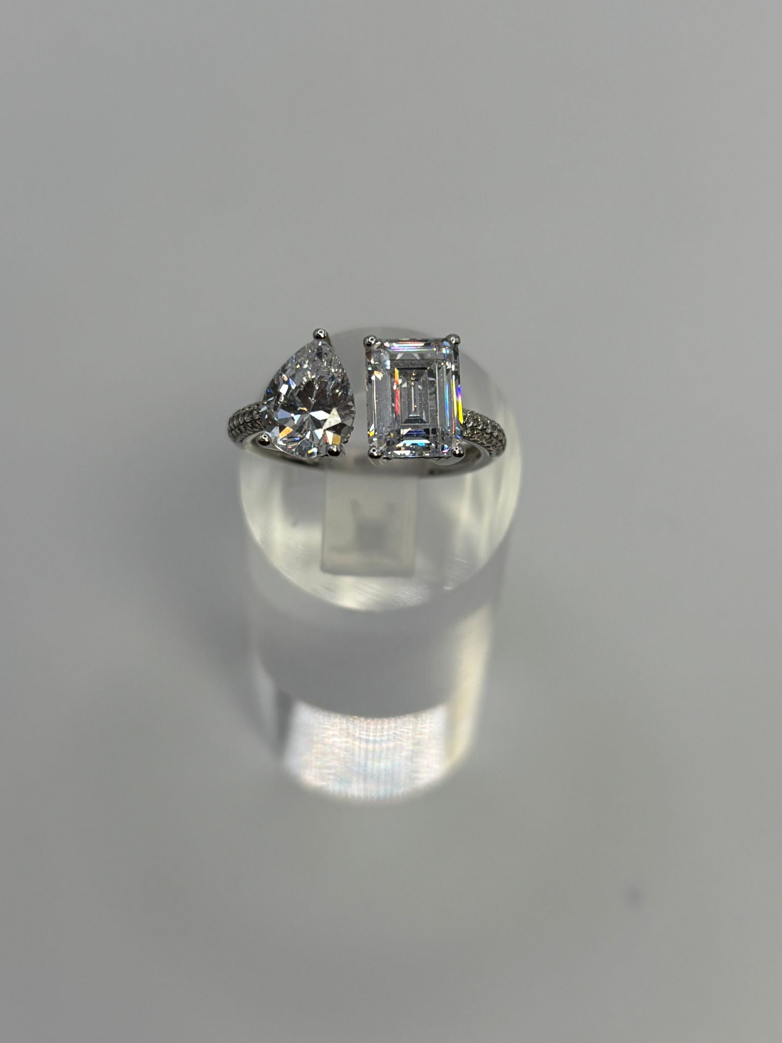 Bague Hortensia double solitaire carré/poire