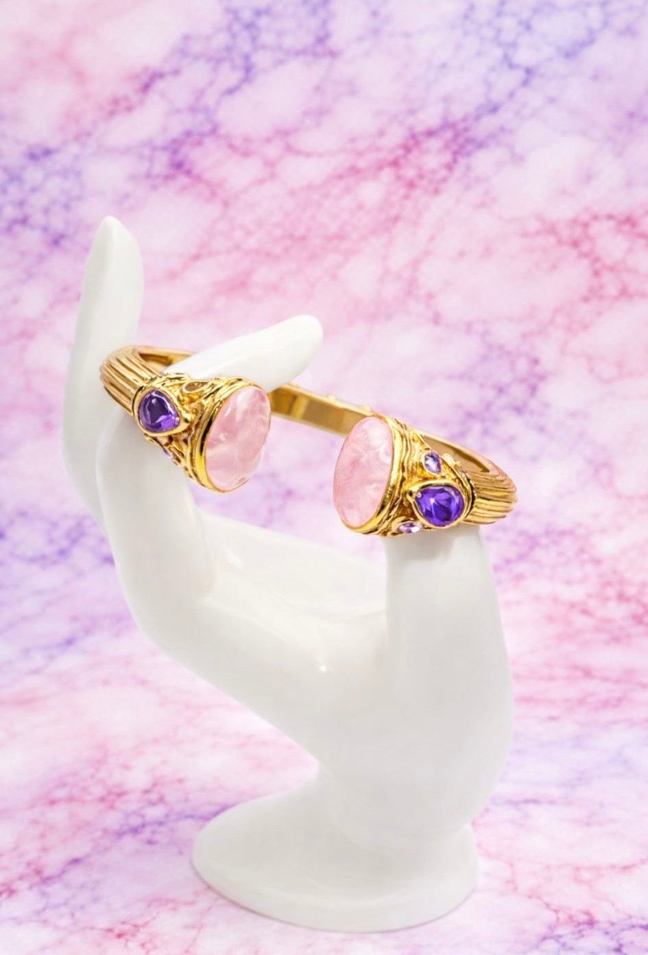 ZINNIA NATURAL STONE BRACELET ROSE QUARTZ