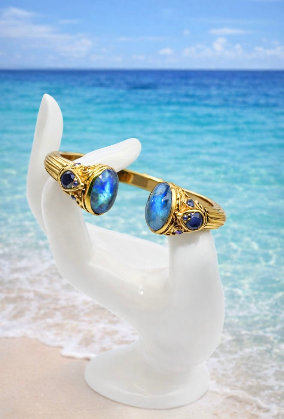 Bracelet Zinnia pierres naturelles Quartz bleu