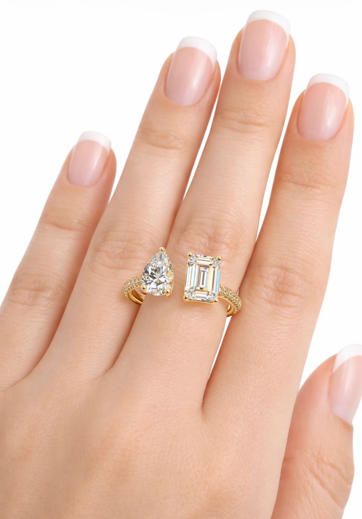 HORTENSIA DOUBLE SOLITAIRE SQUARE/PEAR RING