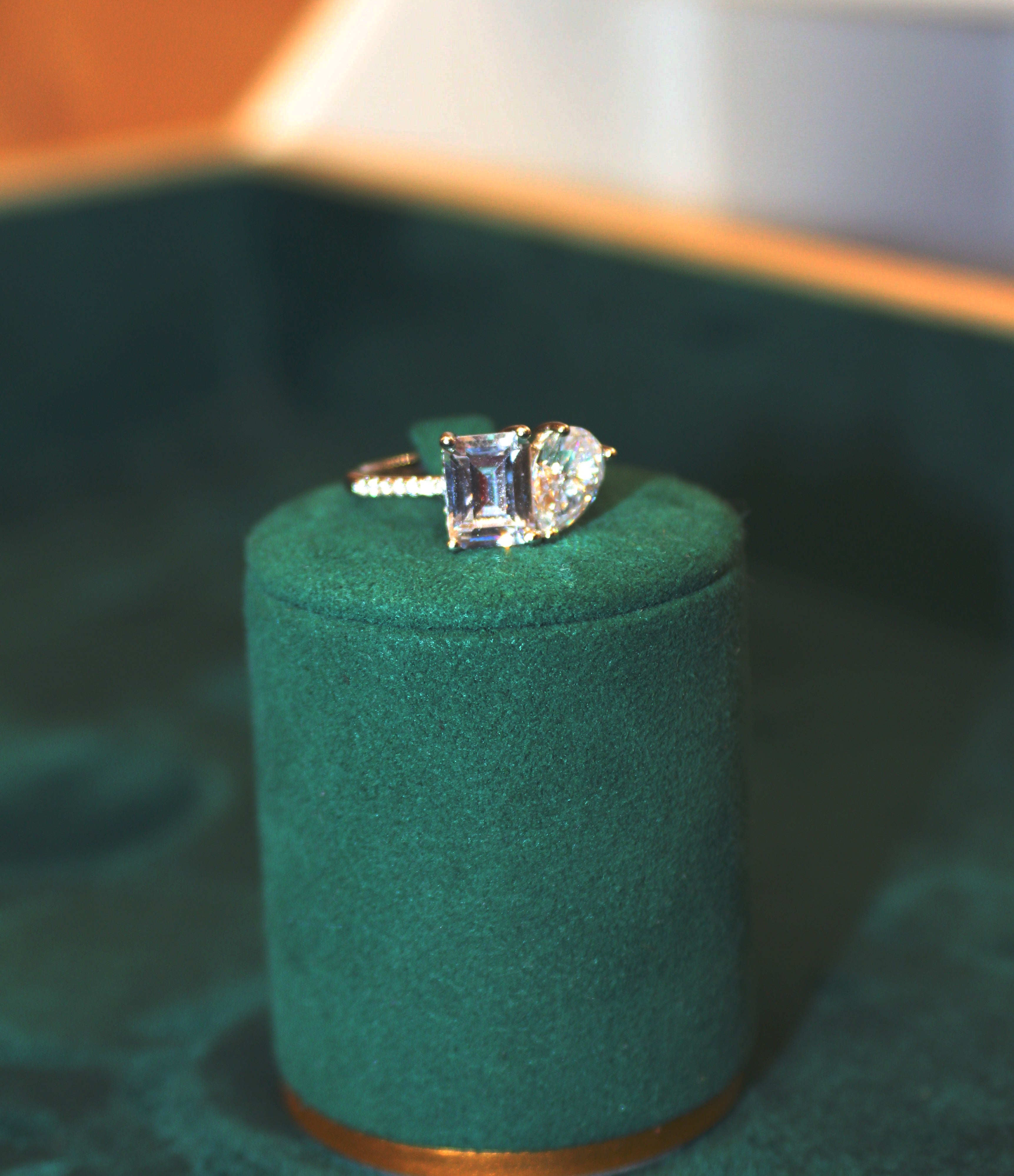 Bague Hortensia double solitaire carré/poire