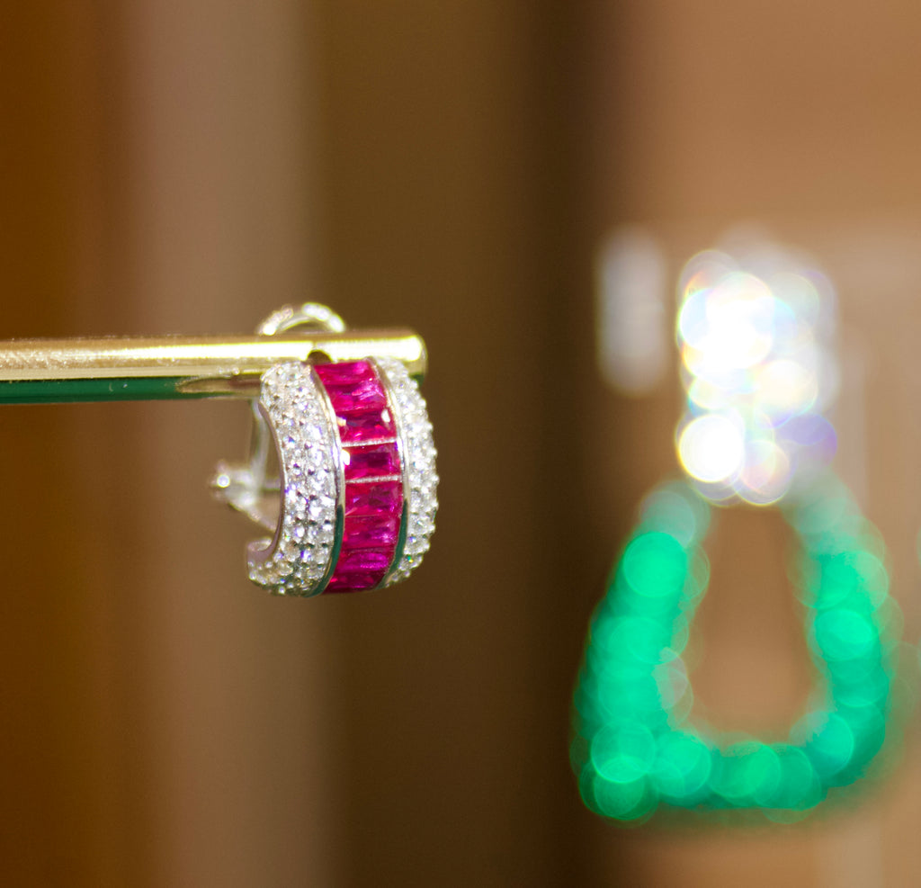 Boucles d'oreilles Pivoine baguettes