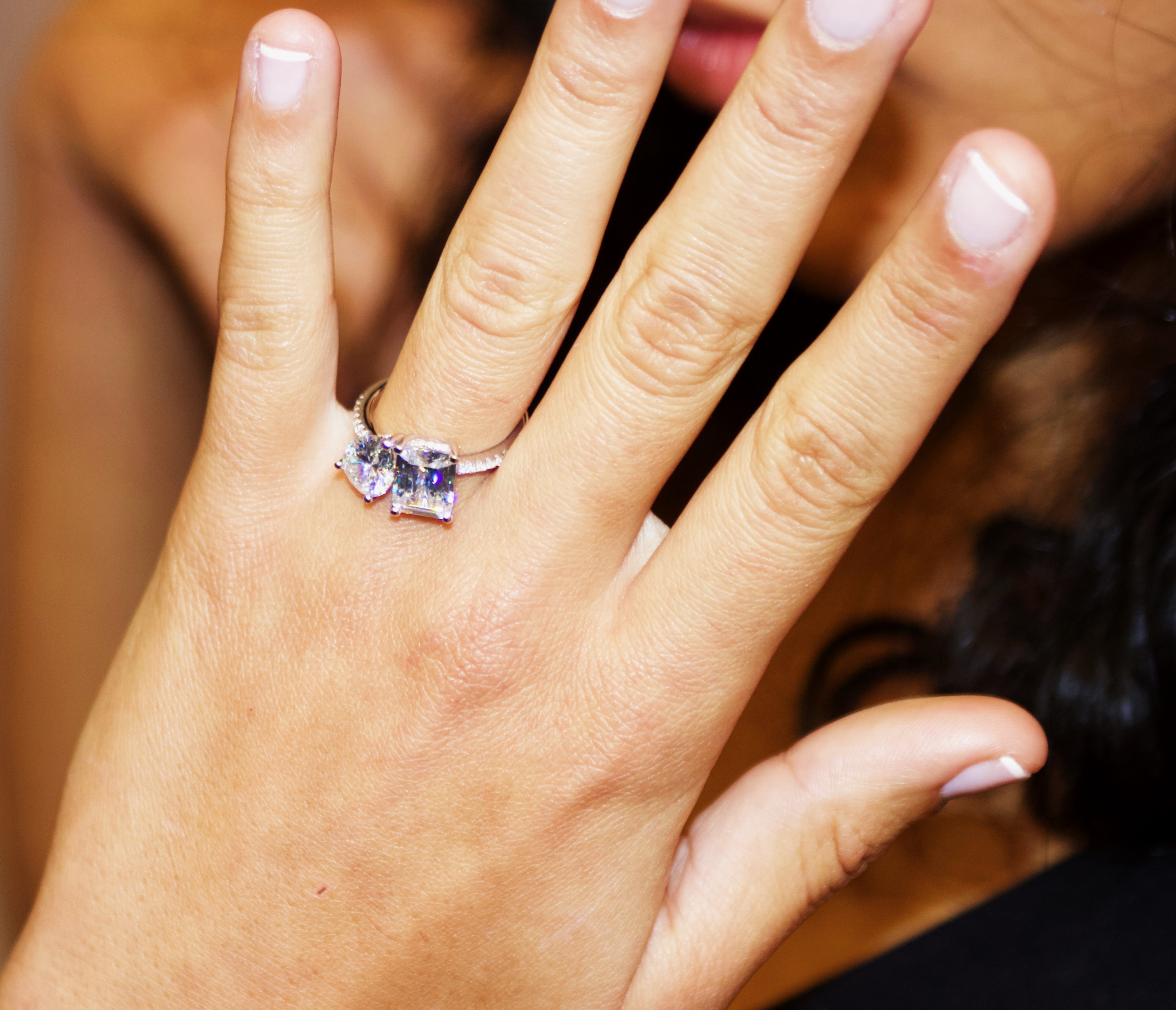 Bague Hortensia double solitaire carré/poire